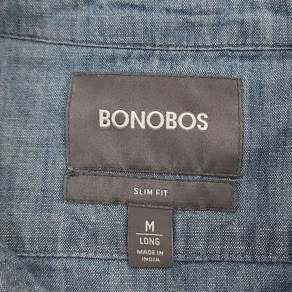 Bonobos Riviera Shirt Mens Medium Long Blue Slim Fit Fish Print Cotton Nautical - Picture 7 of 9